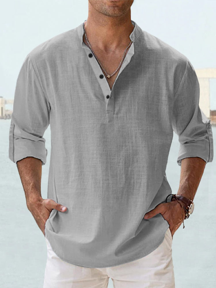 Kai | Men’s Shirt | Stand Collar Relaxed Fit