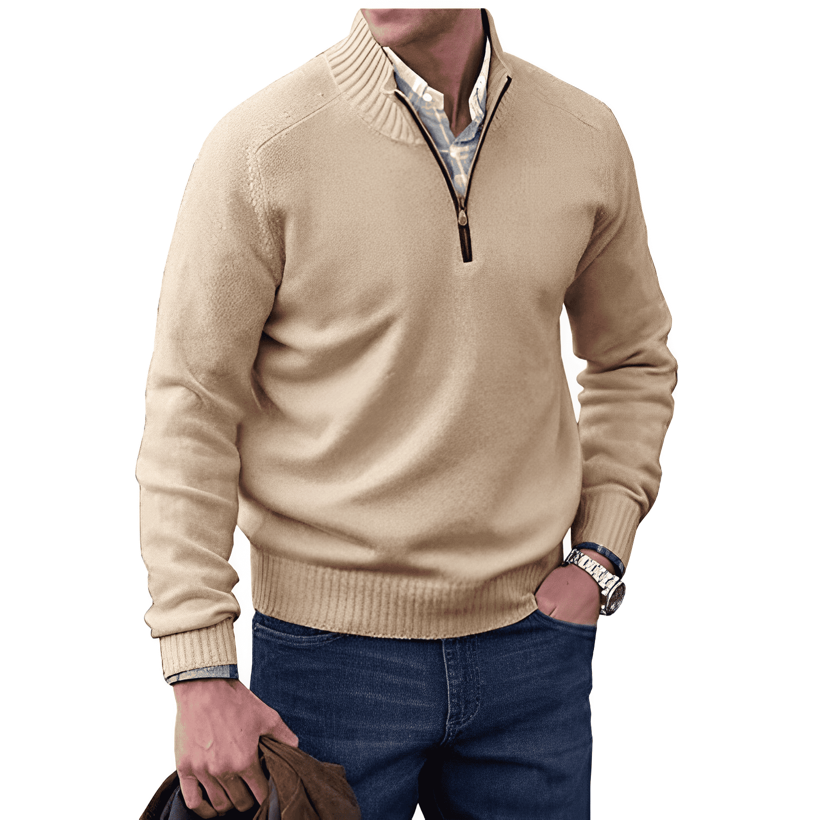 Noieria - Elegant Cashmere Zip Sweater