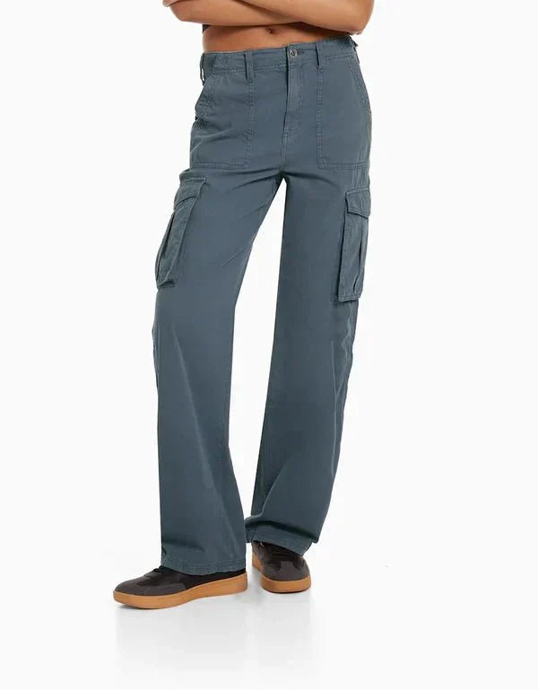 Noieria - Women's Cargo Pants - Wide Leg - Relaxed Fit - Functional Pockets - Casual Wear