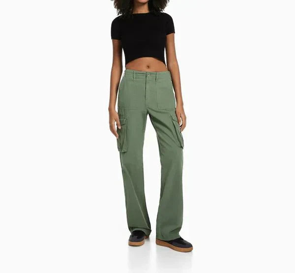 Noieria - Women's Cargo Pants - Wide Leg - Relaxed Fit - Functional Pockets - Casual Wear