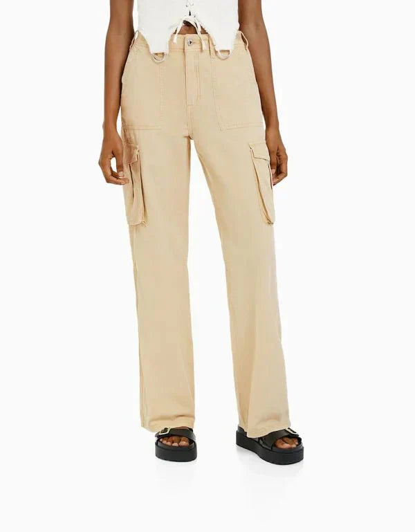 Noieria - Women's Cargo Pants - Wide Leg - Relaxed Fit - Functional Pockets - Casual Wear